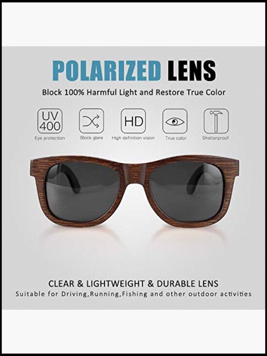 Polarized Wood Sunglasses with Case - Bamboo Wood Frame